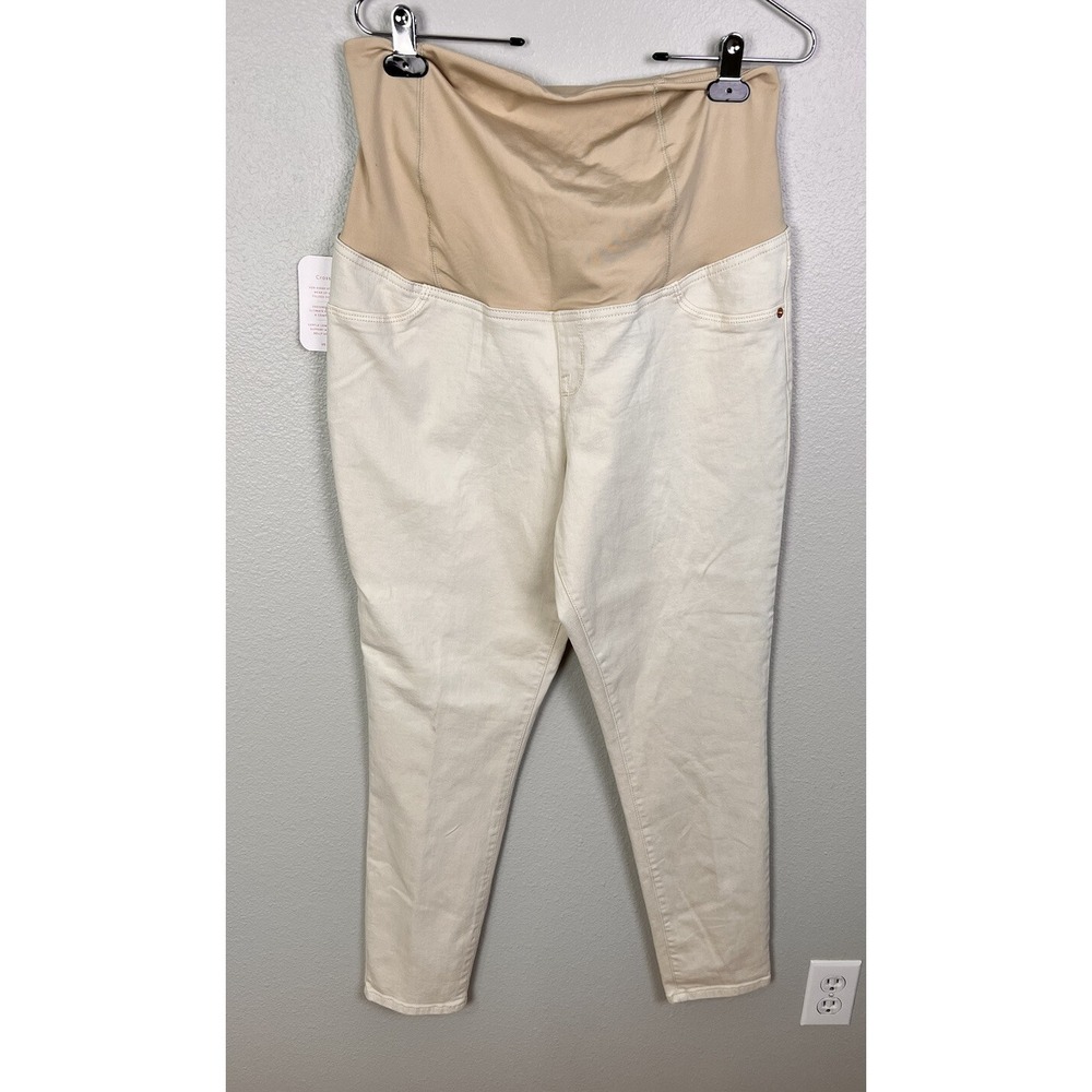 Isabel Maternity Sz 14 White Crossover Panel‎ Skinny Entubado Jeans